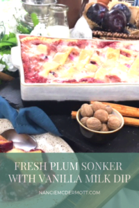 Fresh Plum Sonker with Vanilla Milk Dip