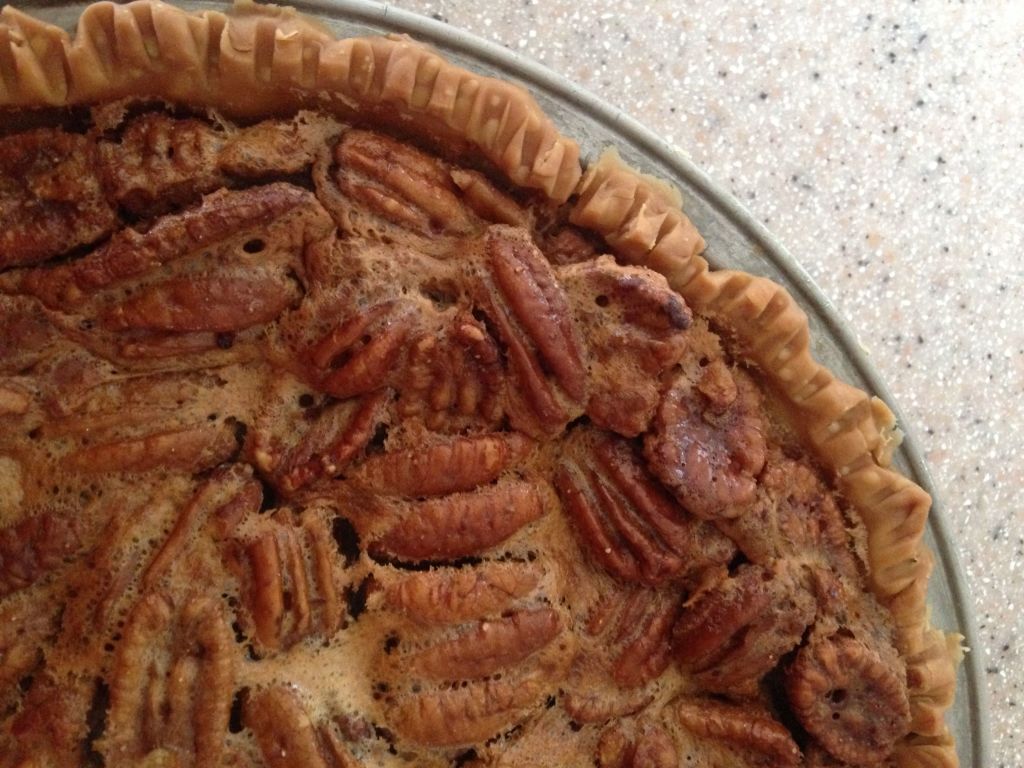 Ronni Lundy's Sorghum Pecan Pie close up pie