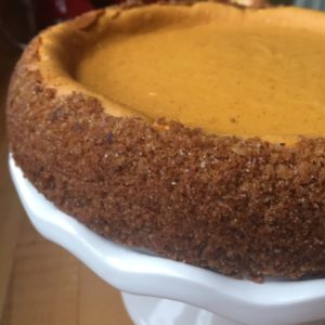 Pumpkin Cheesecake with Pecan-Gingersnap Crust