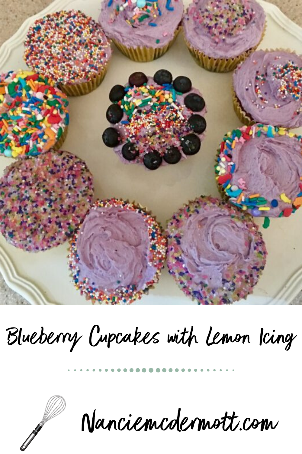 Pin Image Blueberry Cupcakes with Lemon Icing